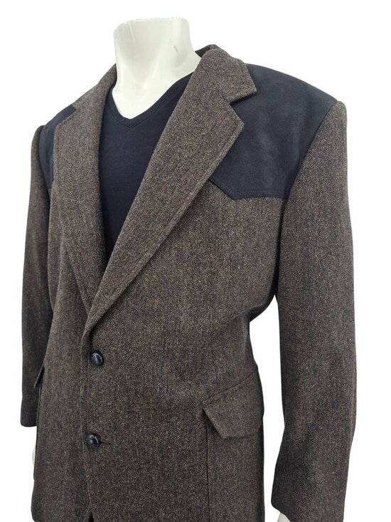 Pendleton Other - Pendleton Mens Wool Brown Herringbone Western Blazer Size 48